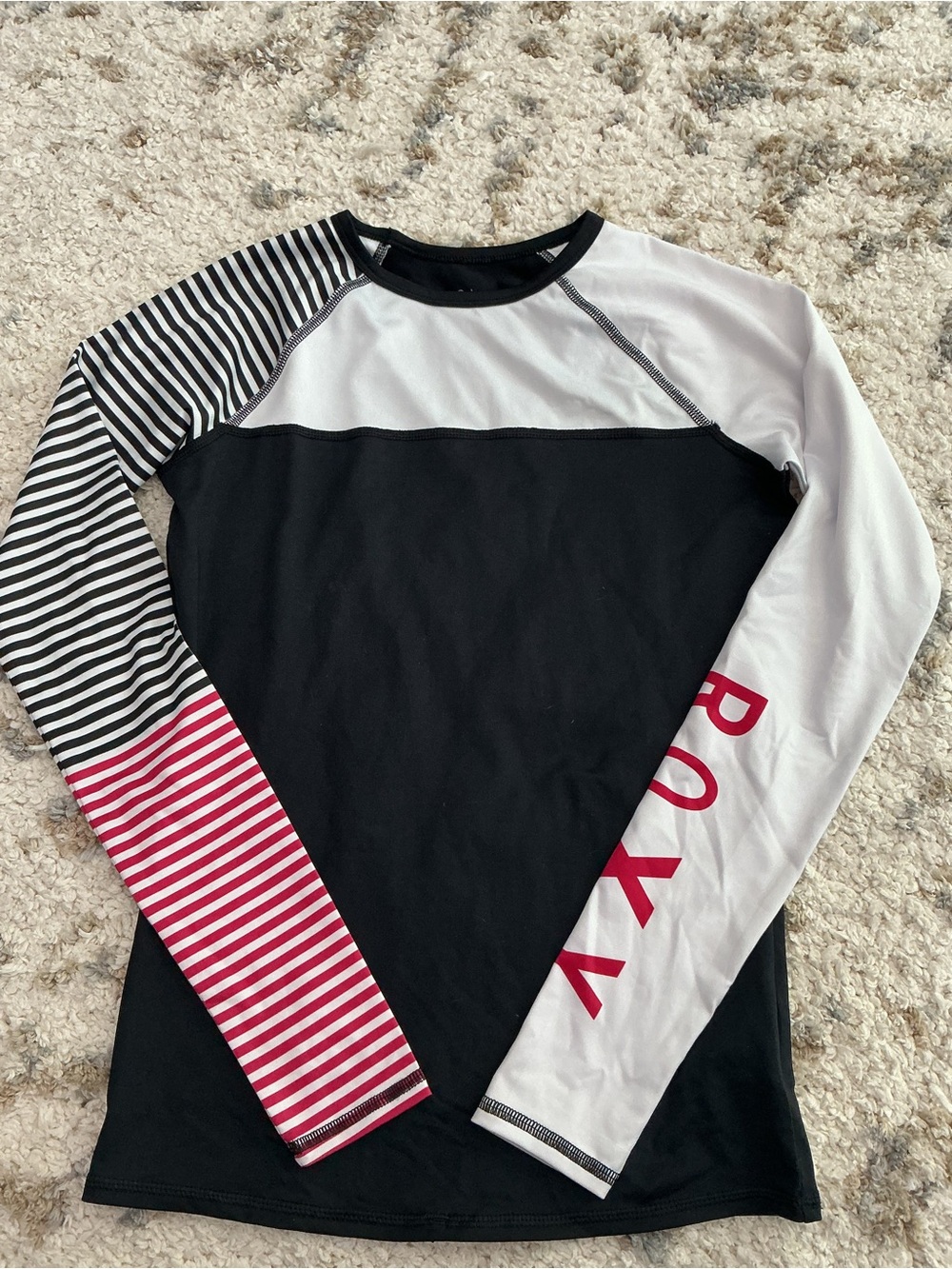 Women’s Roxy Black, White & Pink Long Sleeve Rash Guard Tee